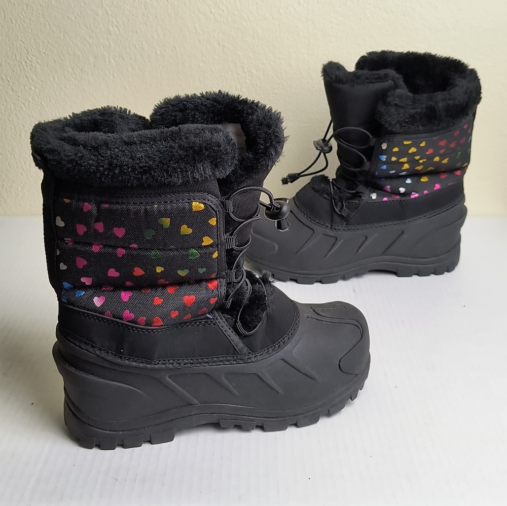 Falls Creek Blanche Big Girl 4 Black Insulated Rain & Snow Boots